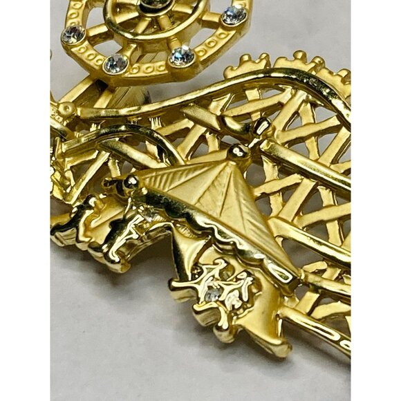 Vintage Gold-Tone AJC Articulated Carnival Ferris Wheel Brooch -318 - Picture 3 of 6